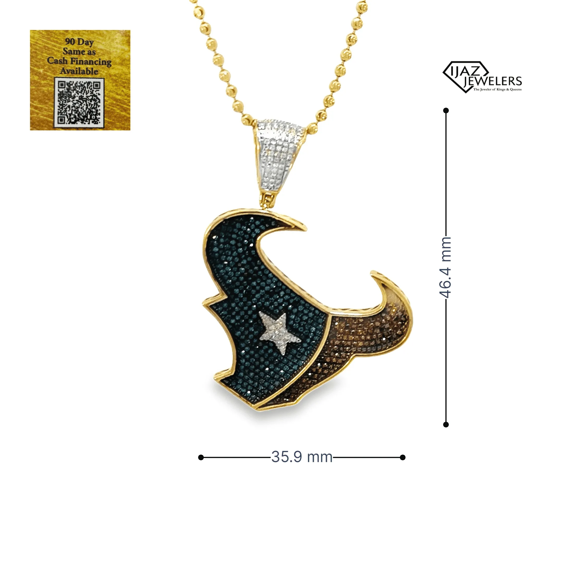 10K Gold 0.95 CTW Houston Football Diamond Charm