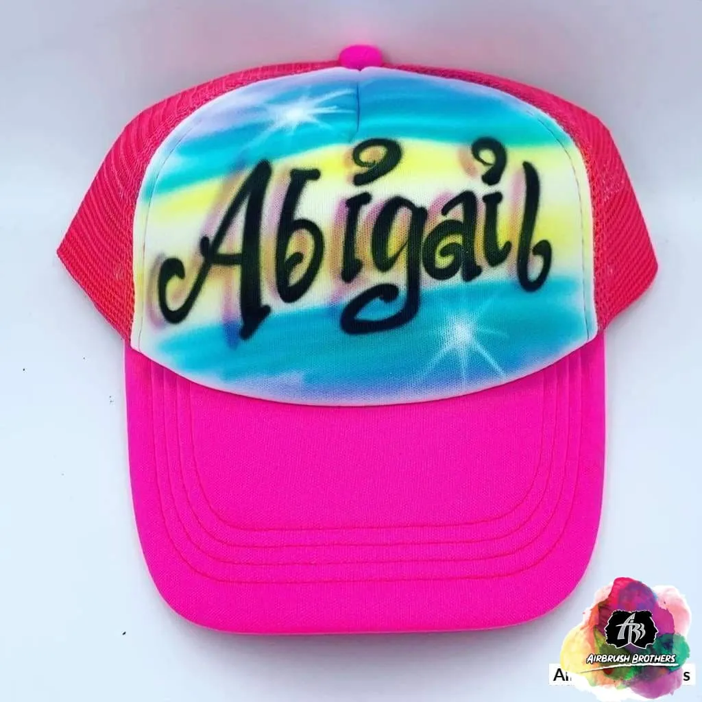 Airbrush Curly Name Hat Design