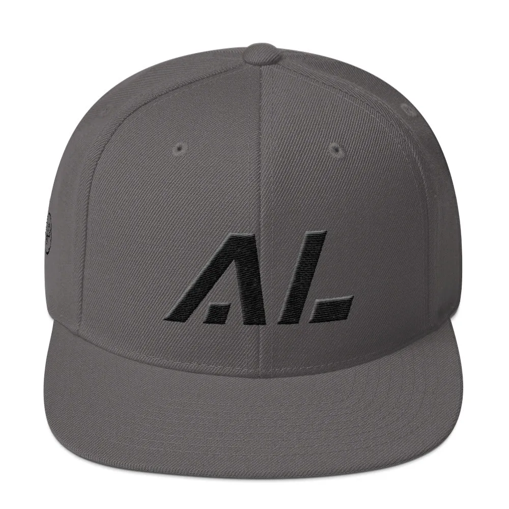 Alabama - Flat Brim Hat - Black Embroidery - AL - Many Hat Color Options Available