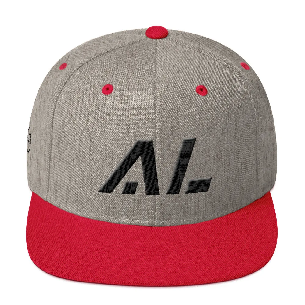 Alabama - Flat Brim Hat - Black Embroidery - AL - Many Hat Color Options Available