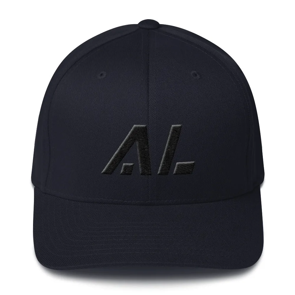 Alabama - Structured Twill Cap - Black Embroidery - AL - Many Hat Color Options Available