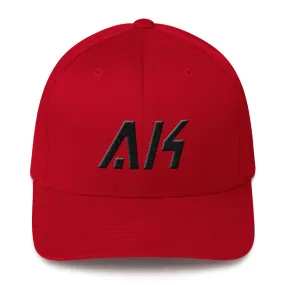 Alaska - Structured Twill Cap - Black Embroidery - AK - Many Hat Color Options Available