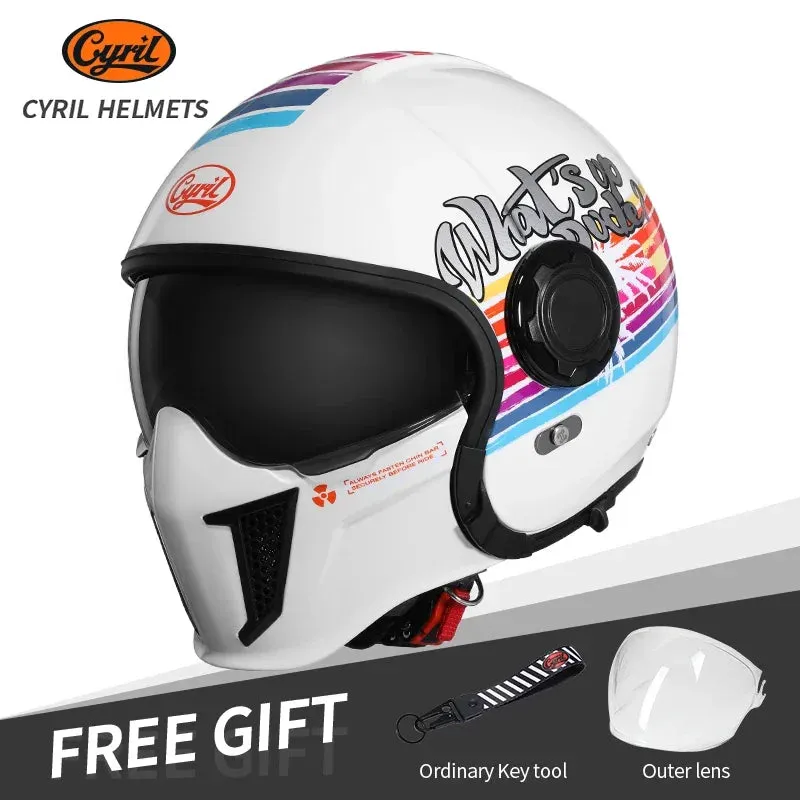 All Season Retro Double Visor Teeth Motorcycle Helmet