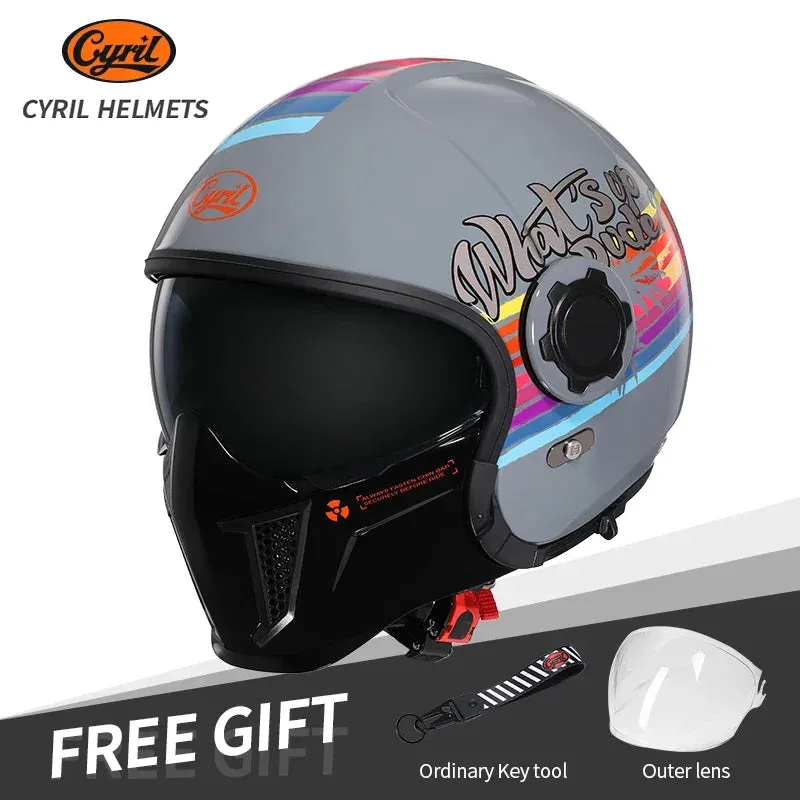 All Season Retro Double Visor Teeth Motorcycle Helmet