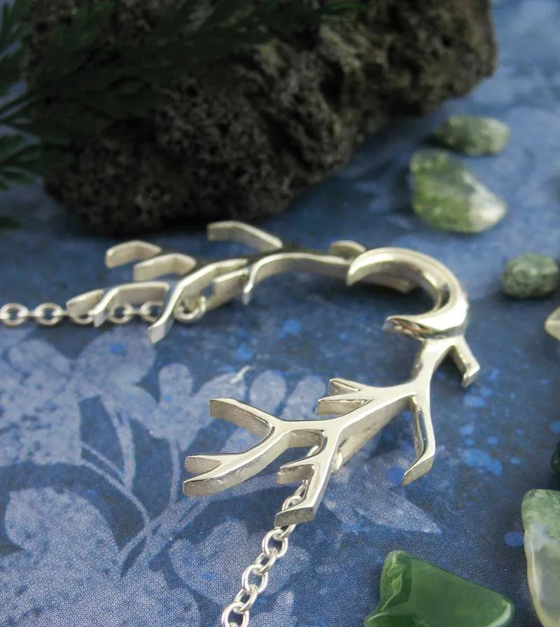 Antlers with Crescent Moon Necklace, Handmade