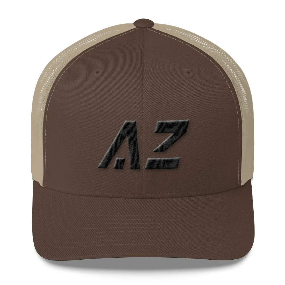 Arizona - Mesh Back Trucker Cap - Black Embroidery - AZ - Many Hat Color Options Available