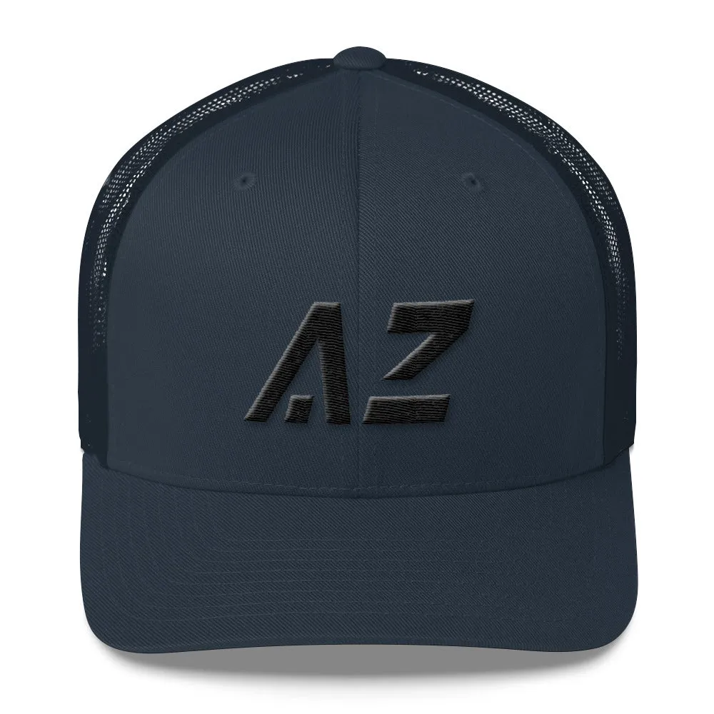 Arizona - Mesh Back Trucker Cap - Black Embroidery - AZ - Many Hat Color Options Available