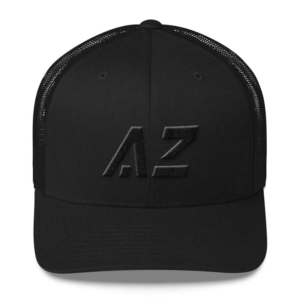 Arizona - Mesh Back Trucker Cap - Black Embroidery - AZ - Many Hat Color Options Available