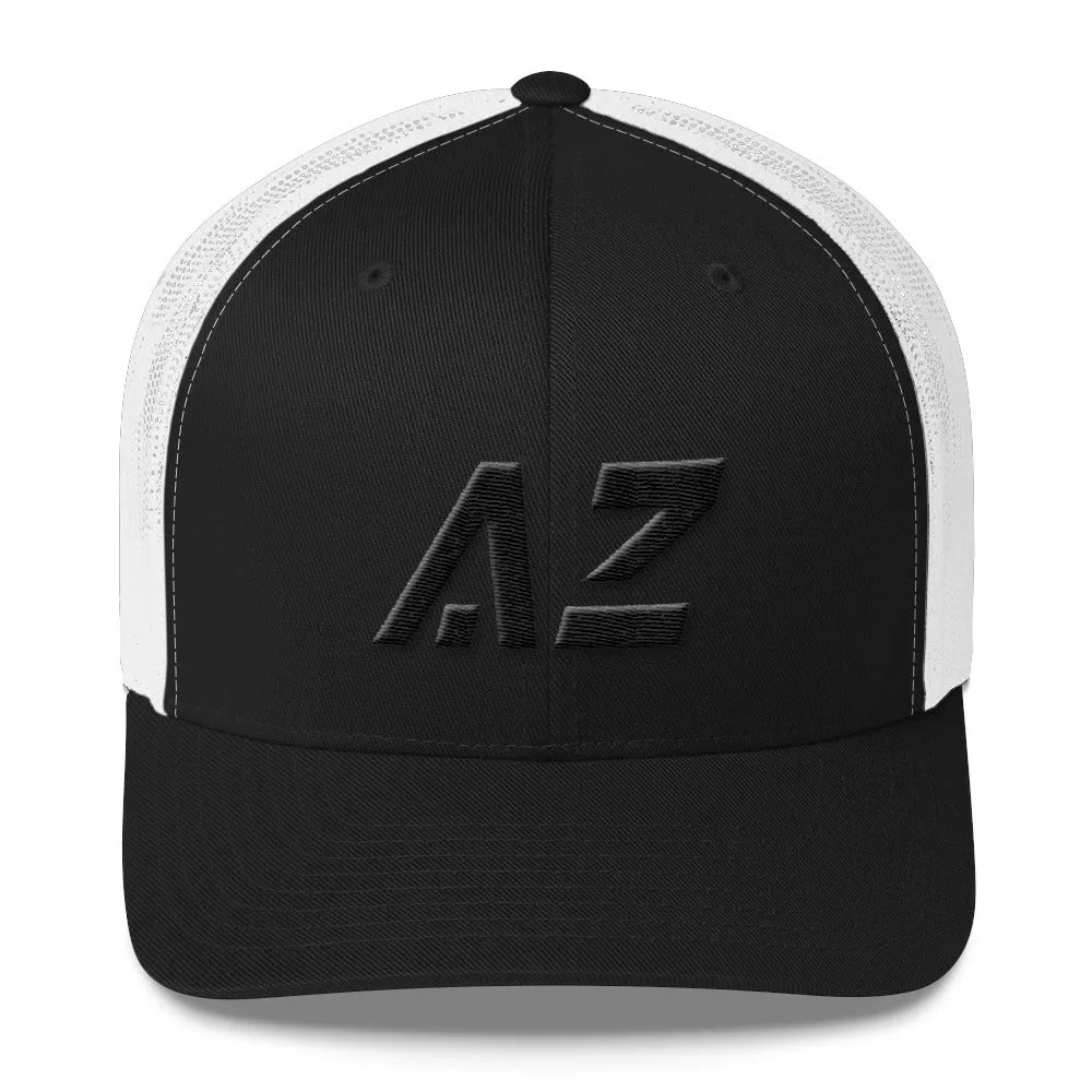 Arizona - Mesh Back Trucker Cap - Black Embroidery - AZ - Many Hat Color Options Available