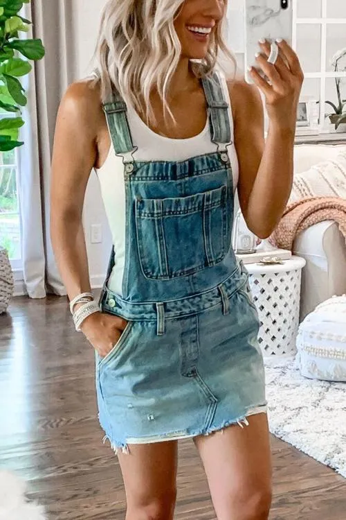 Basic Denim Overall Mini Dress