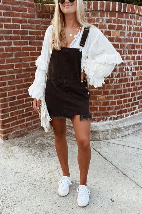 Basic Denim Overall Mini Dress