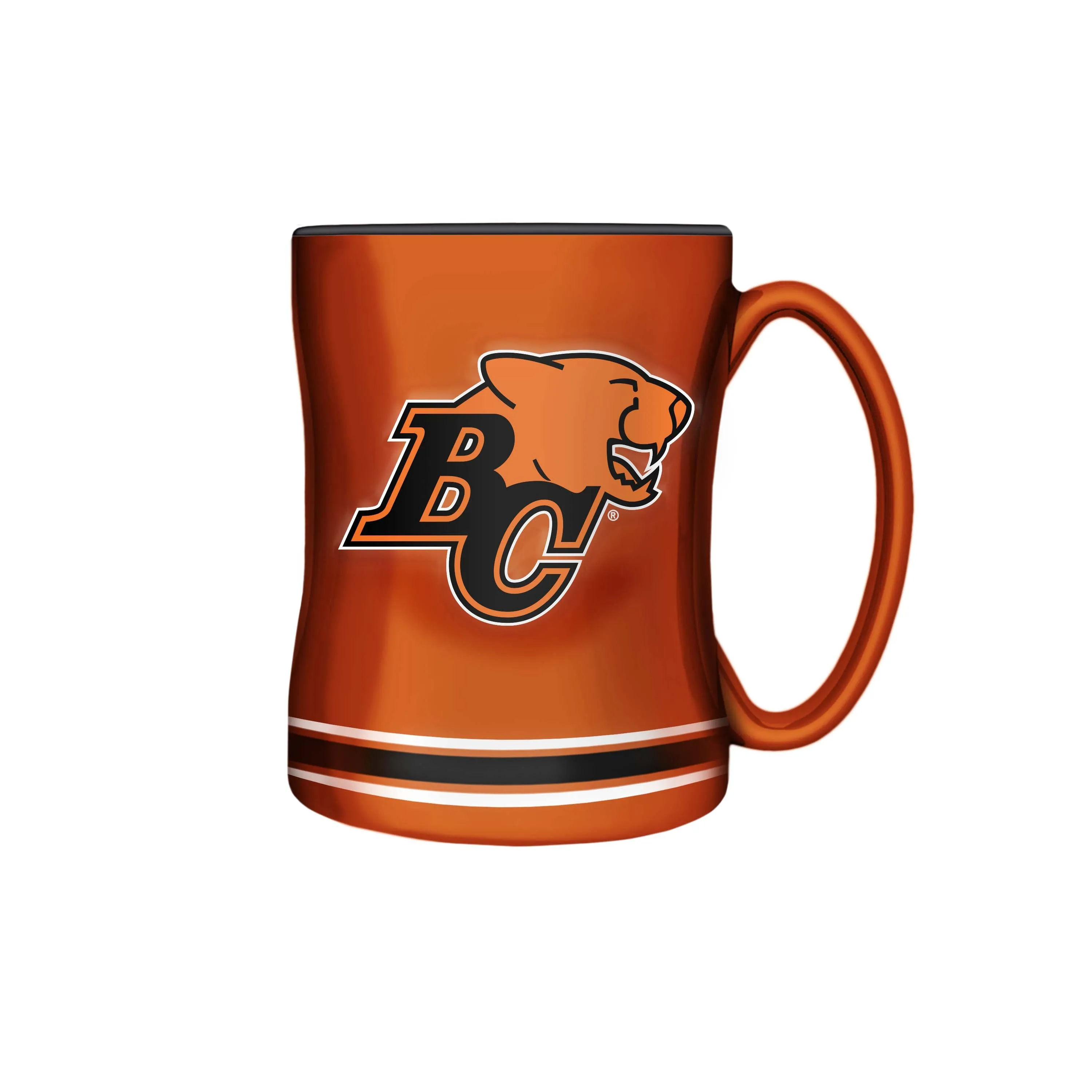 BC Lions Primary Logo Orange Black CFL Football 14oz Sculpted C-Handle Mug