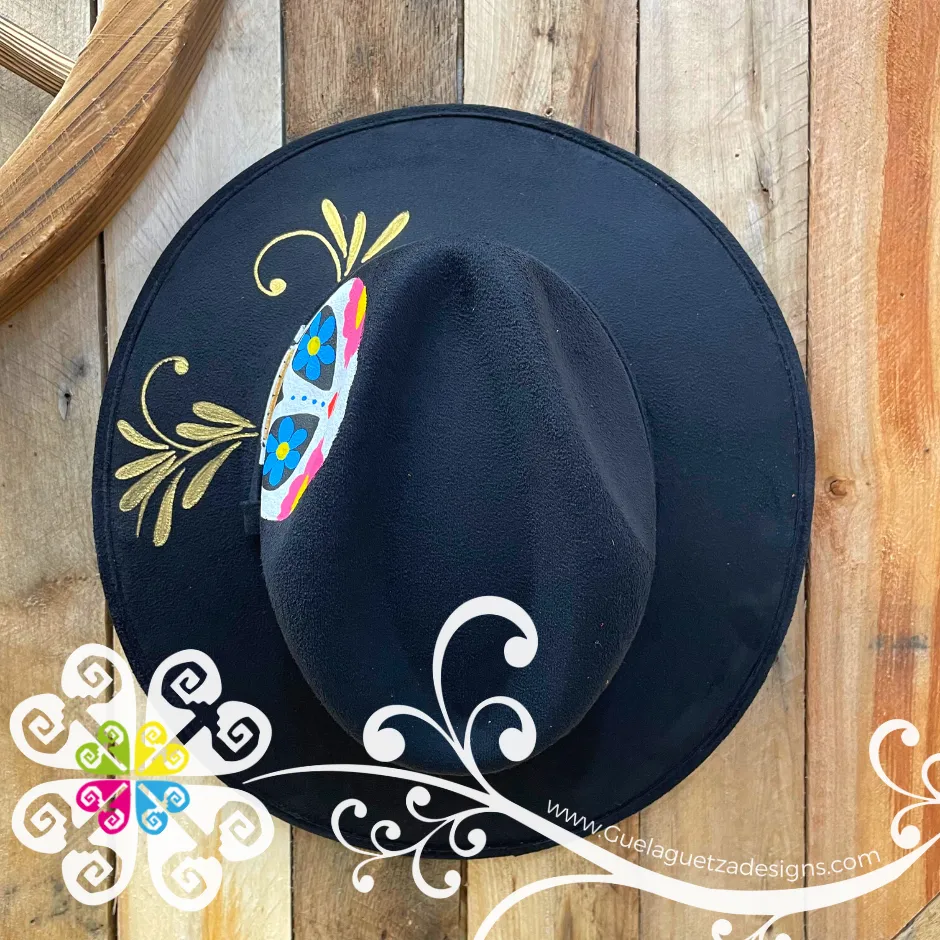 Black Skull Hat- Hand Painted Fall Hat