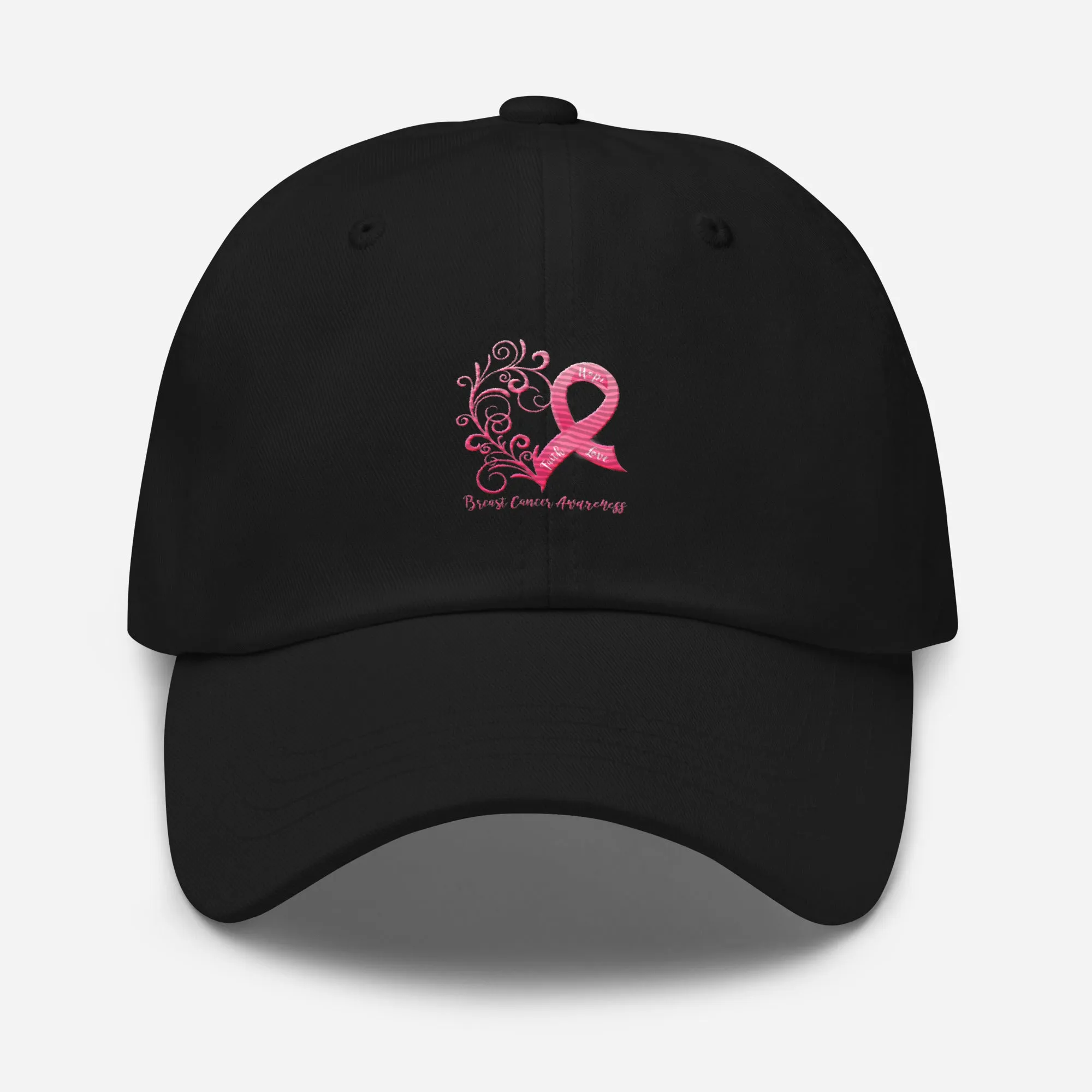 Breast Cancer Awareness Heart Dad Hat (Embroidered Design)(Several Colors Available)