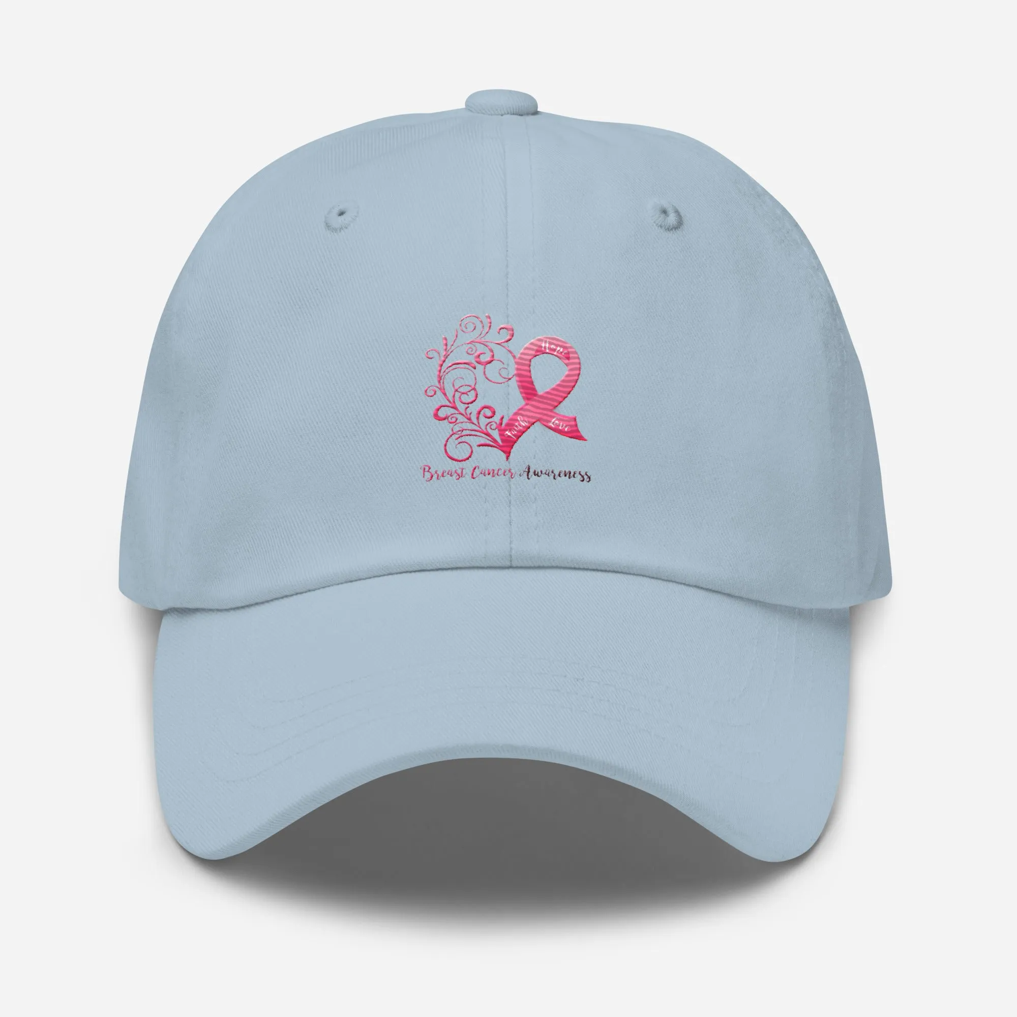 Breast Cancer Awareness Heart Dad Hat (Embroidered Design)(Several Colors Available)