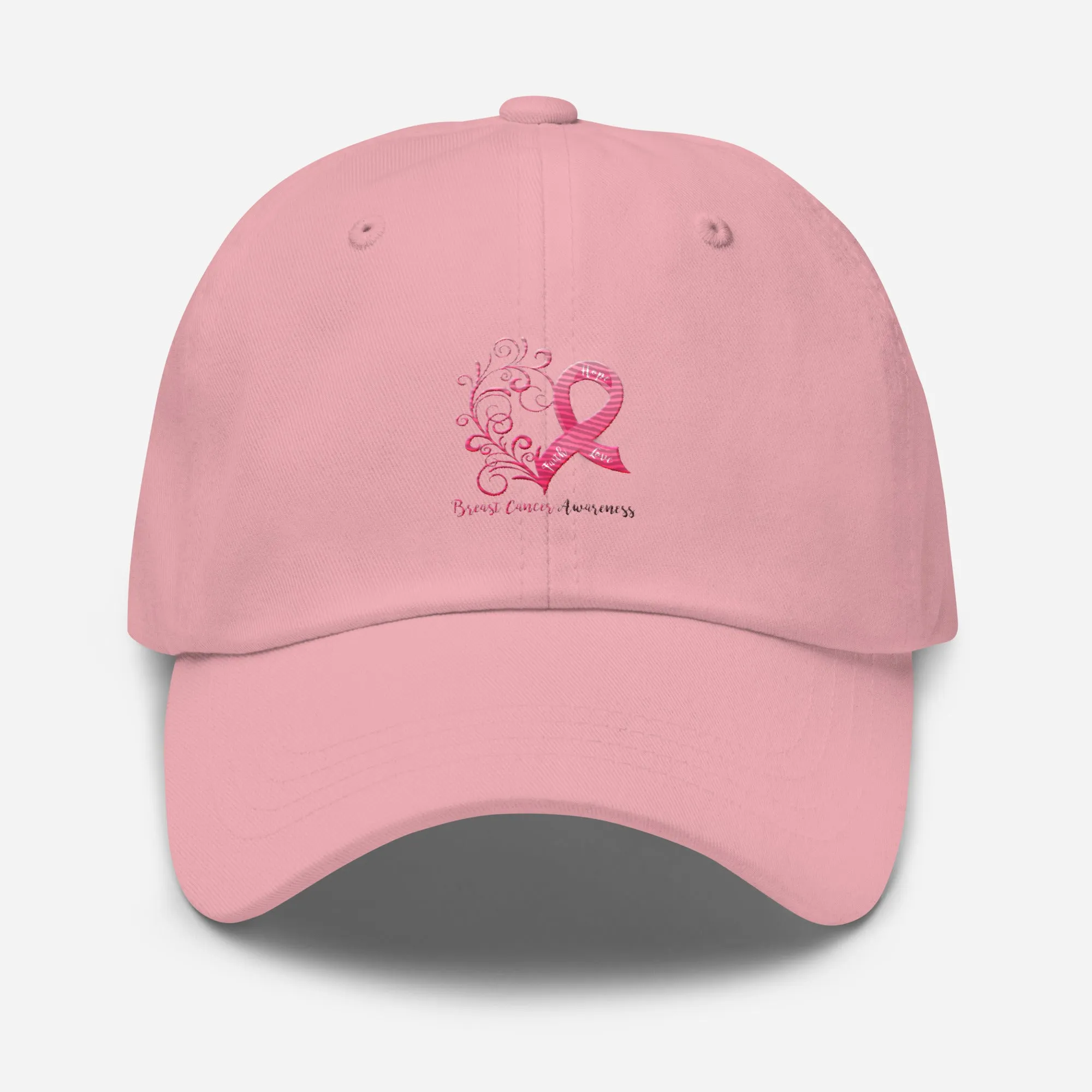 Breast Cancer Awareness Heart Dad Hat (Embroidered Design)(Several Colors Available)