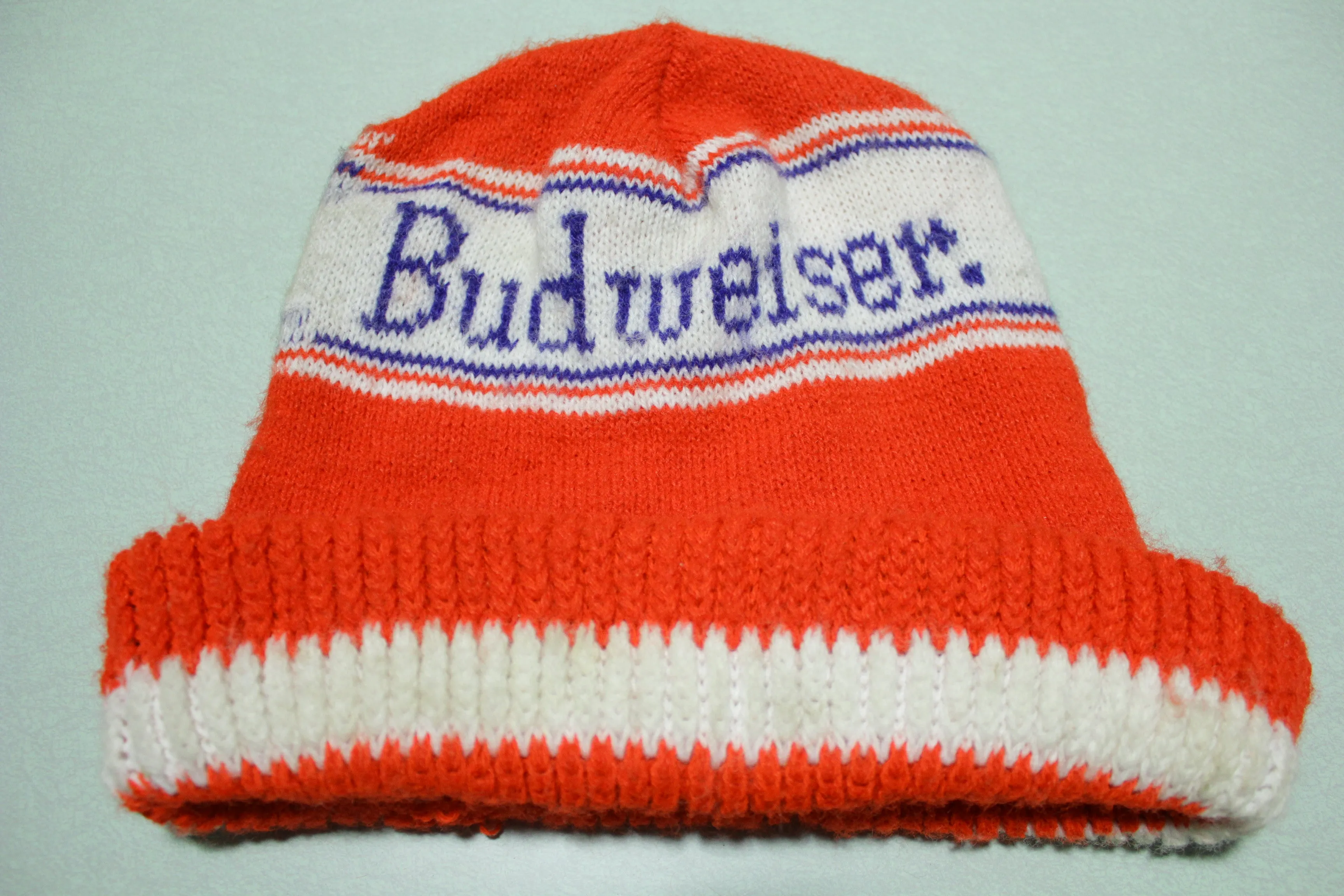 Vintage 80s Budweiser Strange Brew Beanie Stocking Snow Hat - Retro Winter Cap