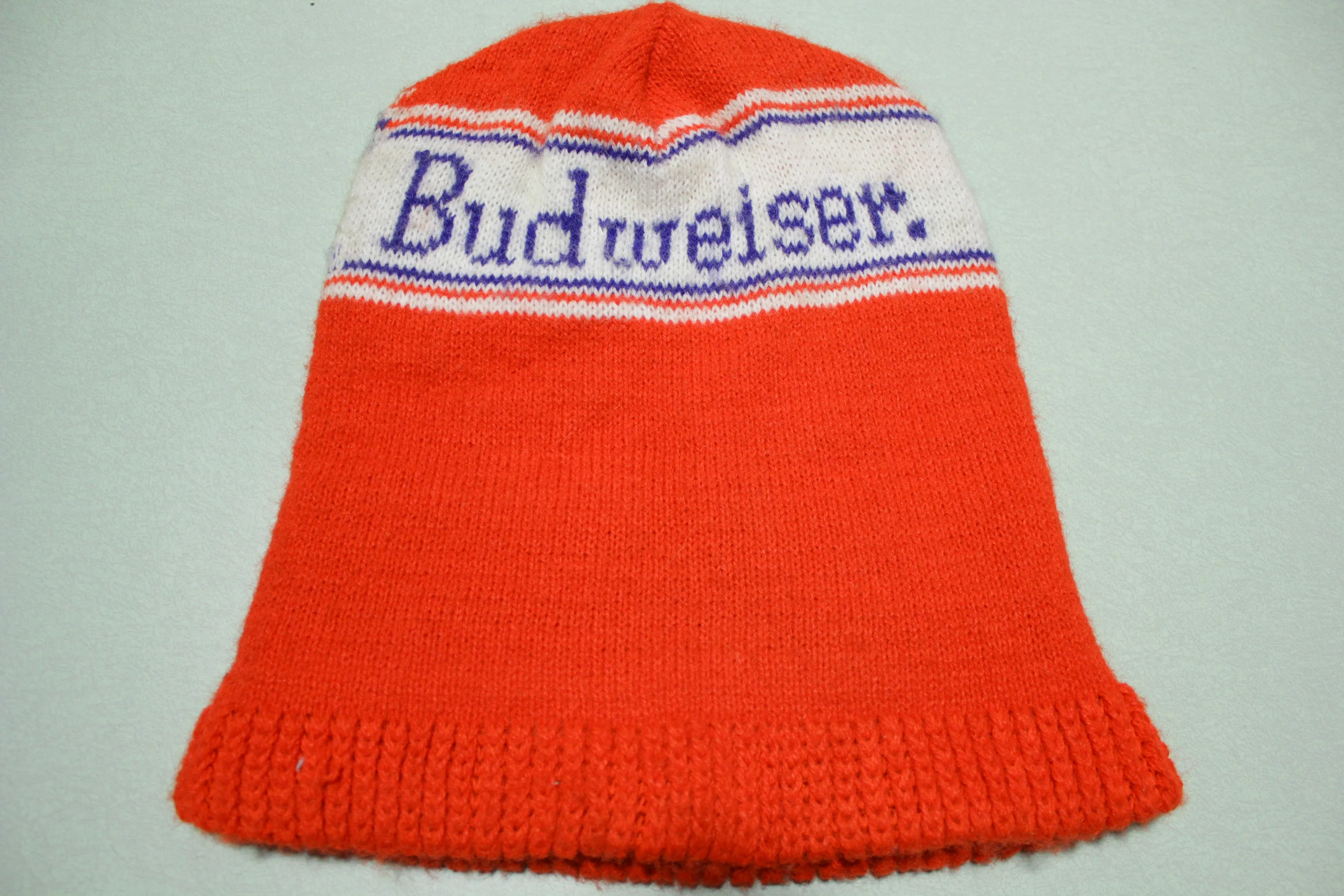 Vintage 80s Budweiser Strange Brew Beanie Stocking Snow Hat - Retro Winter Cap