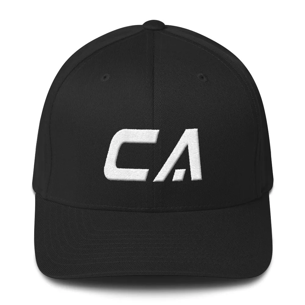 California - Structured Twill Cap - White Embroidery - CA - Many Hat Color Options Available