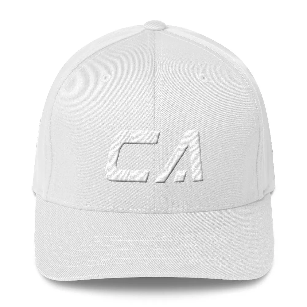 California - Structured Twill Cap - White Embroidery - CA - Many Hat Color Options Available