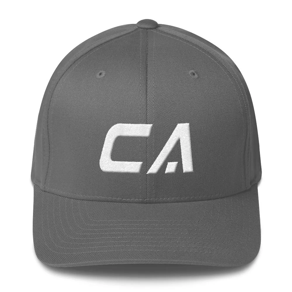 California - Structured Twill Cap - White Embroidery - CA - Many Hat Color Options Available