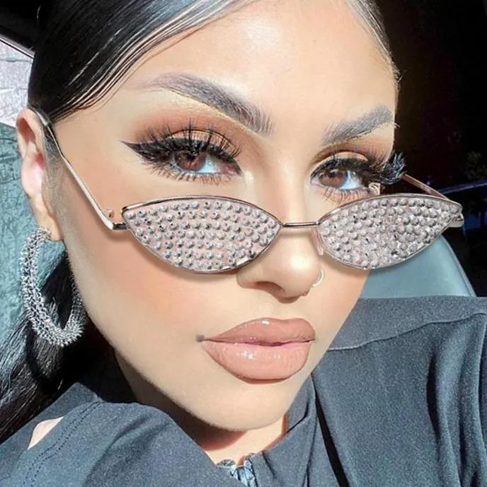 Glamorous Rhinestone-Embellished Cat-Eye Sunglasses