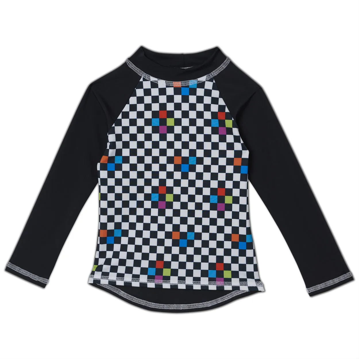 Checkerboard Long Sleeve Rash Guard Top UPF 50  for Kids