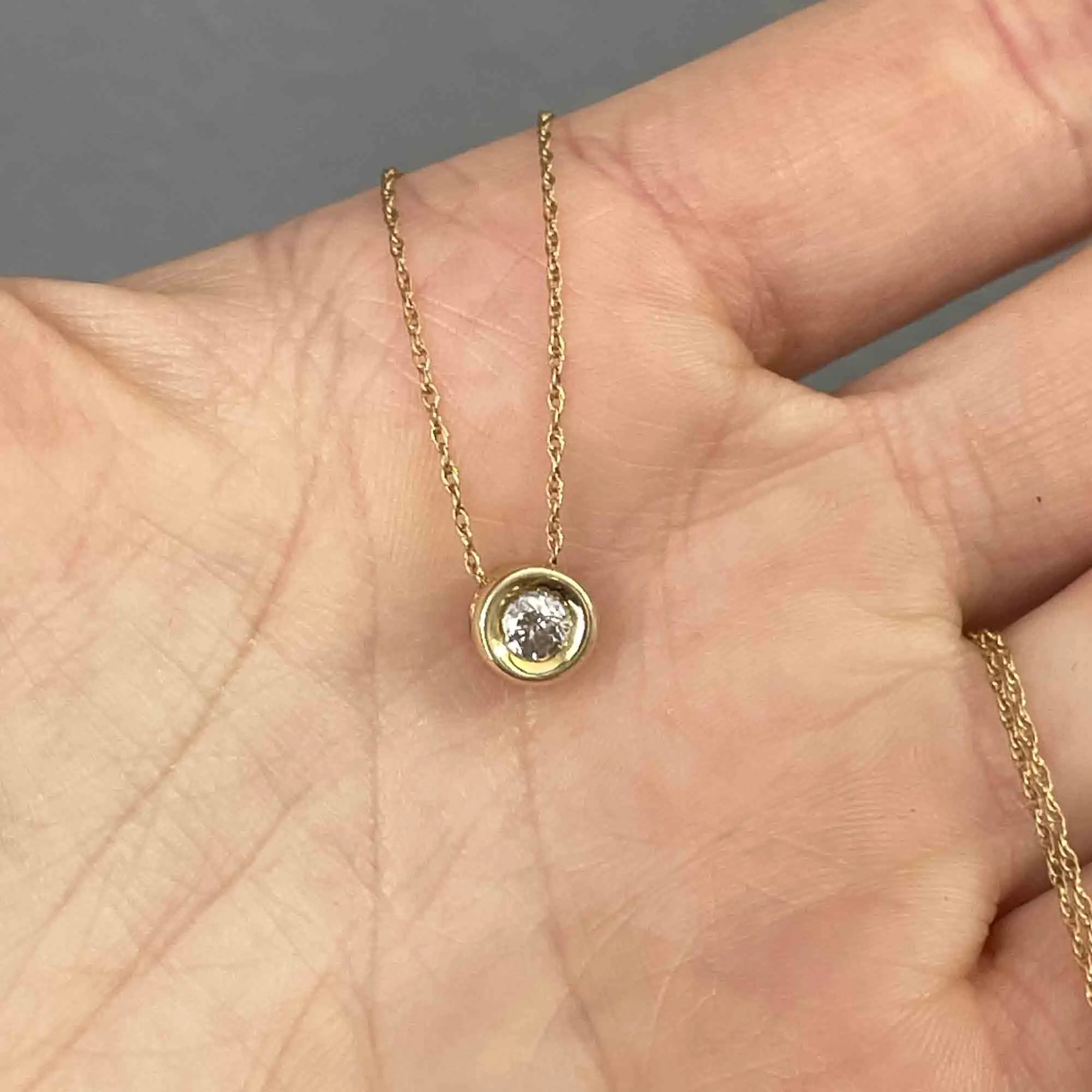 Classic 14K Gold Diamond Solitaire Pendant Necklace