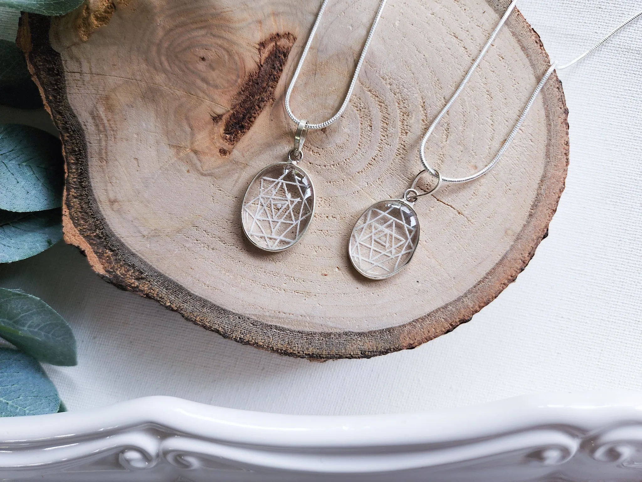 Clear Quartz Etched Necklace