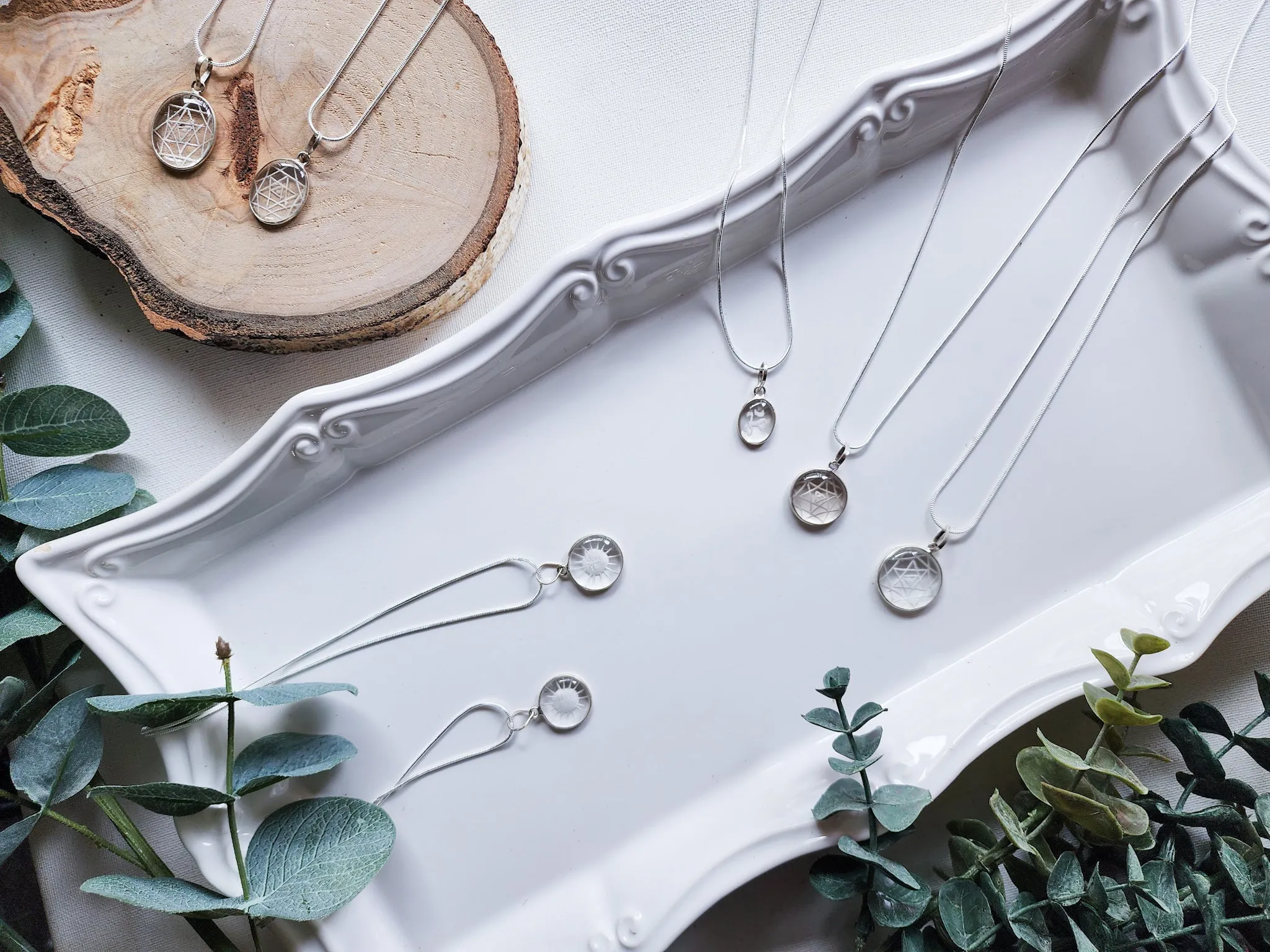 Clear Quartz Etched Necklace