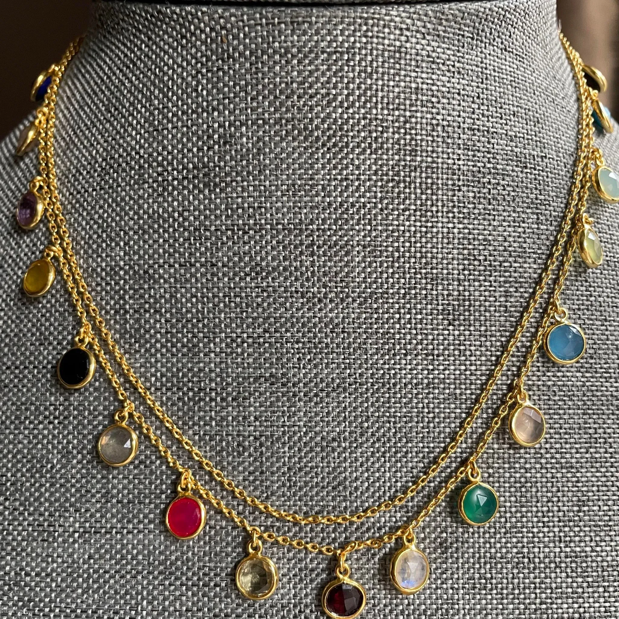 Cybele Double Layered Necklace With Gemstones