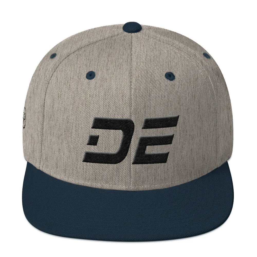 Delaware - Flat Brim Hat - Black Embroidery - DE - Many Hat Color Options Available