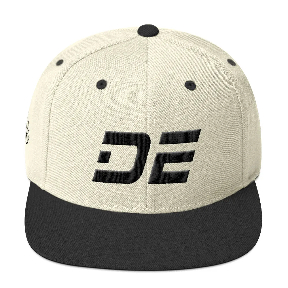 Delaware - Flat Brim Hat - Black Embroidery - DE - Many Hat Color Options Available