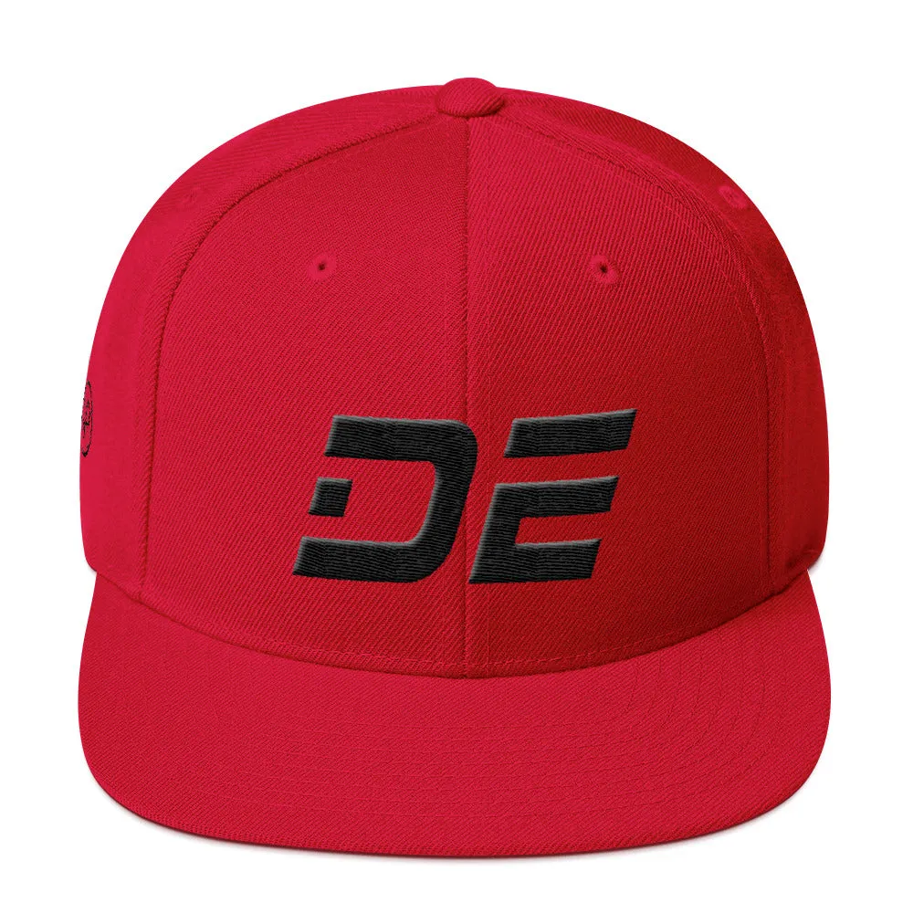 Delaware - Flat Brim Hat - Black Embroidery - DE - Many Hat Color Options Available