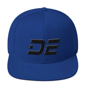 Delaware - Flat Brim Hat - Black Embroidery - DE - Many Hat Color Options Available