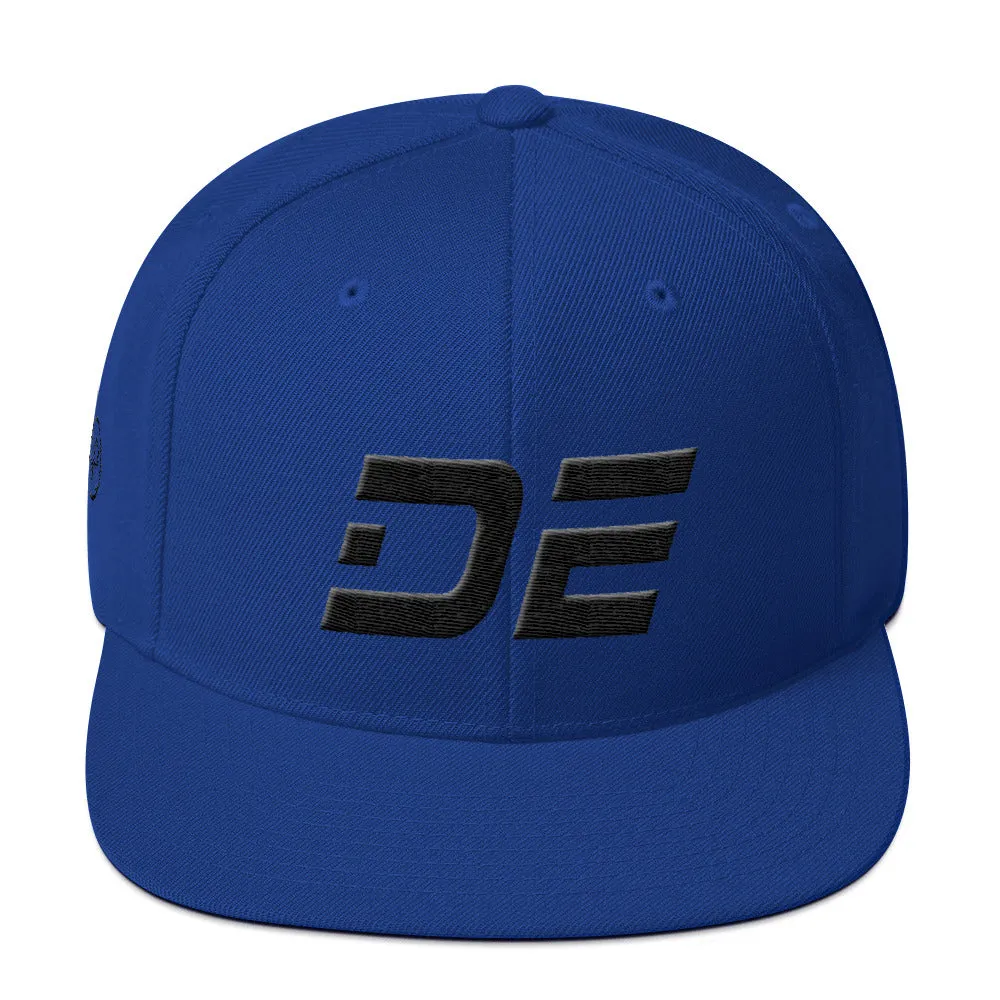 Delaware - Flat Brim Hat - Black Embroidery - DE - Many Hat Color Options Available