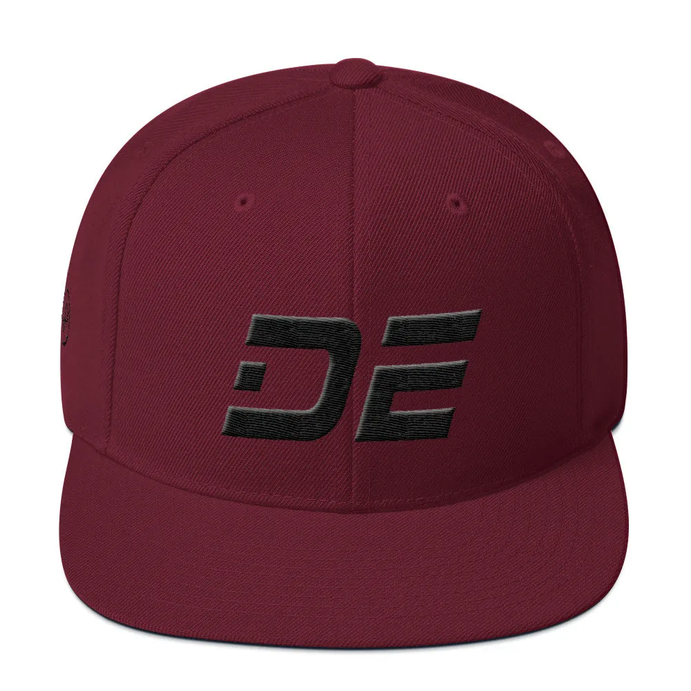 Delaware - Flat Brim Hat - Black Embroidery - DE - Many Hat Color Options Available