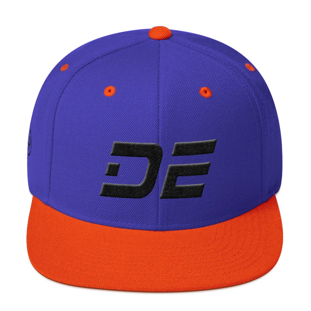 Delaware - Flat Brim Hat - Black Embroidery - DE - Many Hat Color Options Available