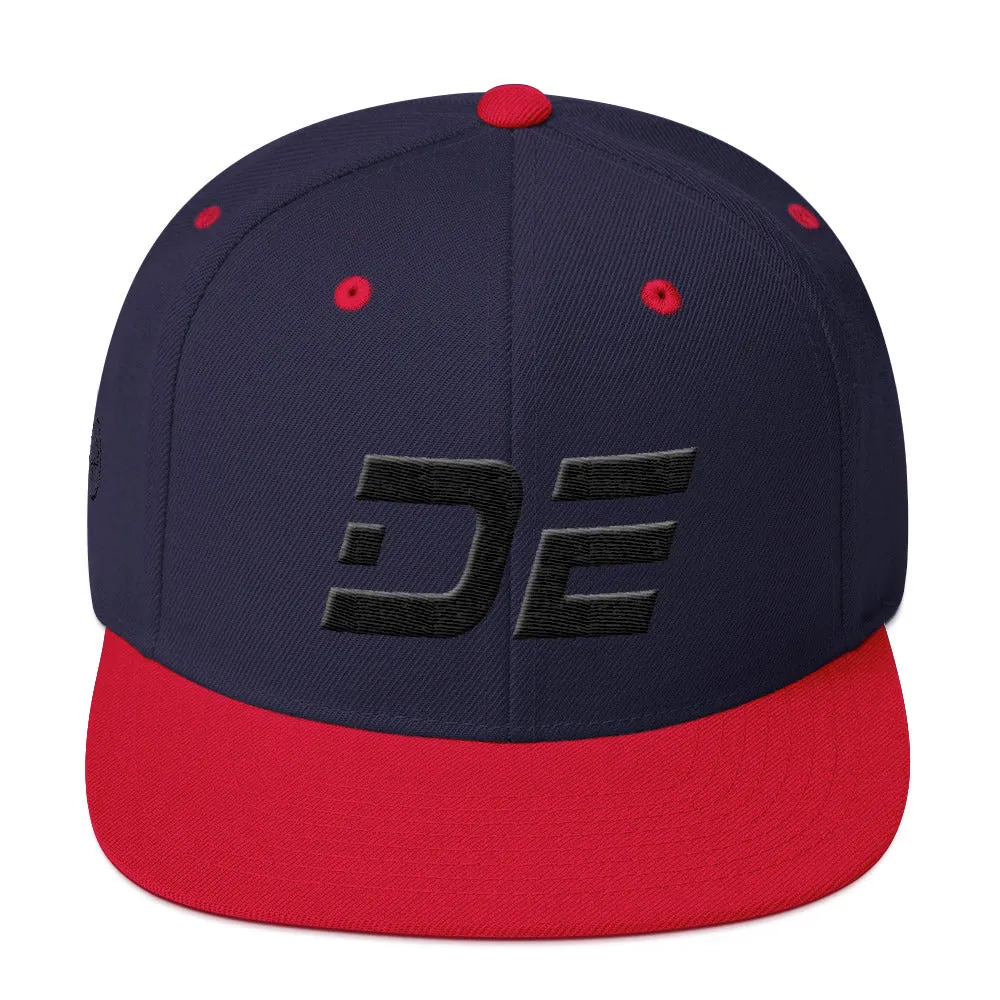 Delaware - Flat Brim Hat - Black Embroidery - DE - Many Hat Color Options Available