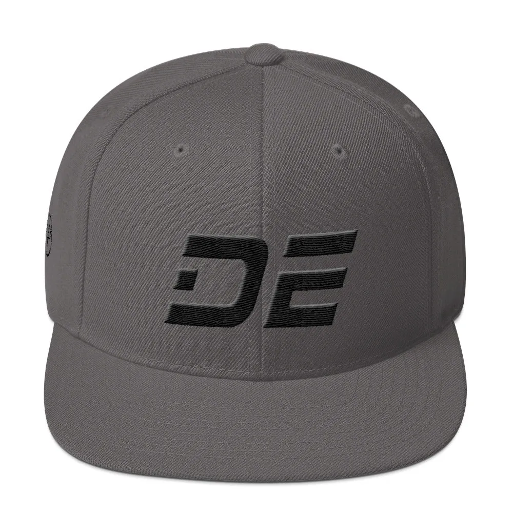 Delaware - Flat Brim Hat - Black Embroidery - DE - Many Hat Color Options Available