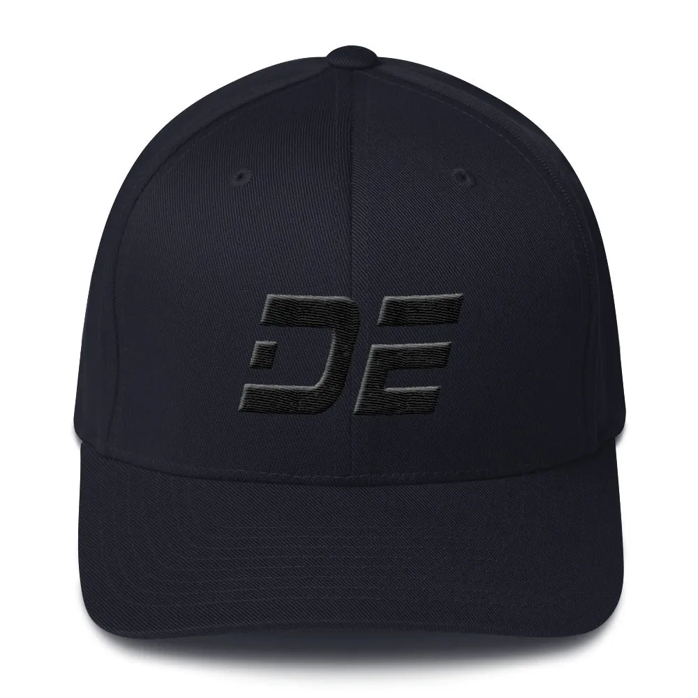 Delaware - Structured Twill Cap - Black Embroidery - DE - Many Hat Color Options Available