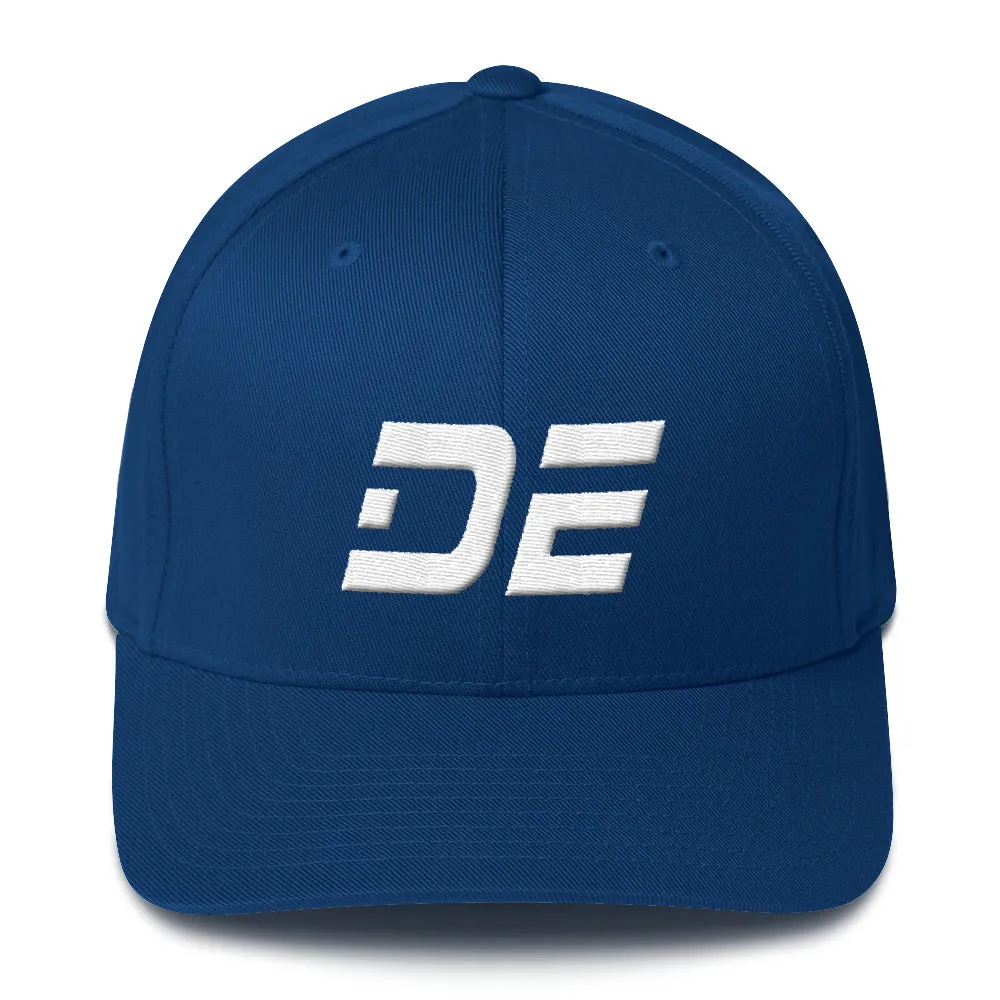 Delaware - Structured Twill Cap - White Embroidery - DE - Many Hat Color Options Available