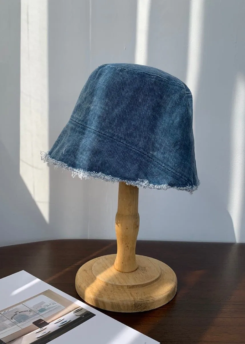 Distressed At The Edges distressed seam denim bucket hat