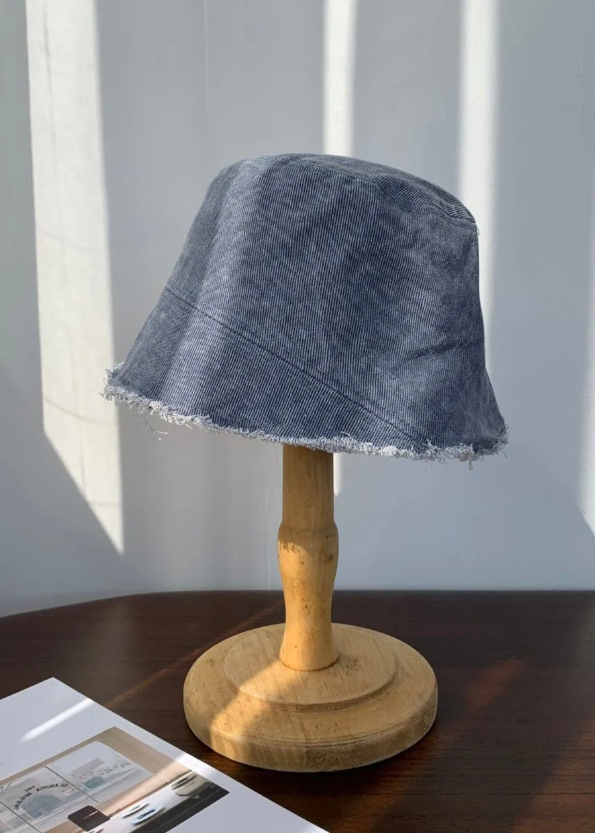 Distressed At The Edges distressed seam denim bucket hat