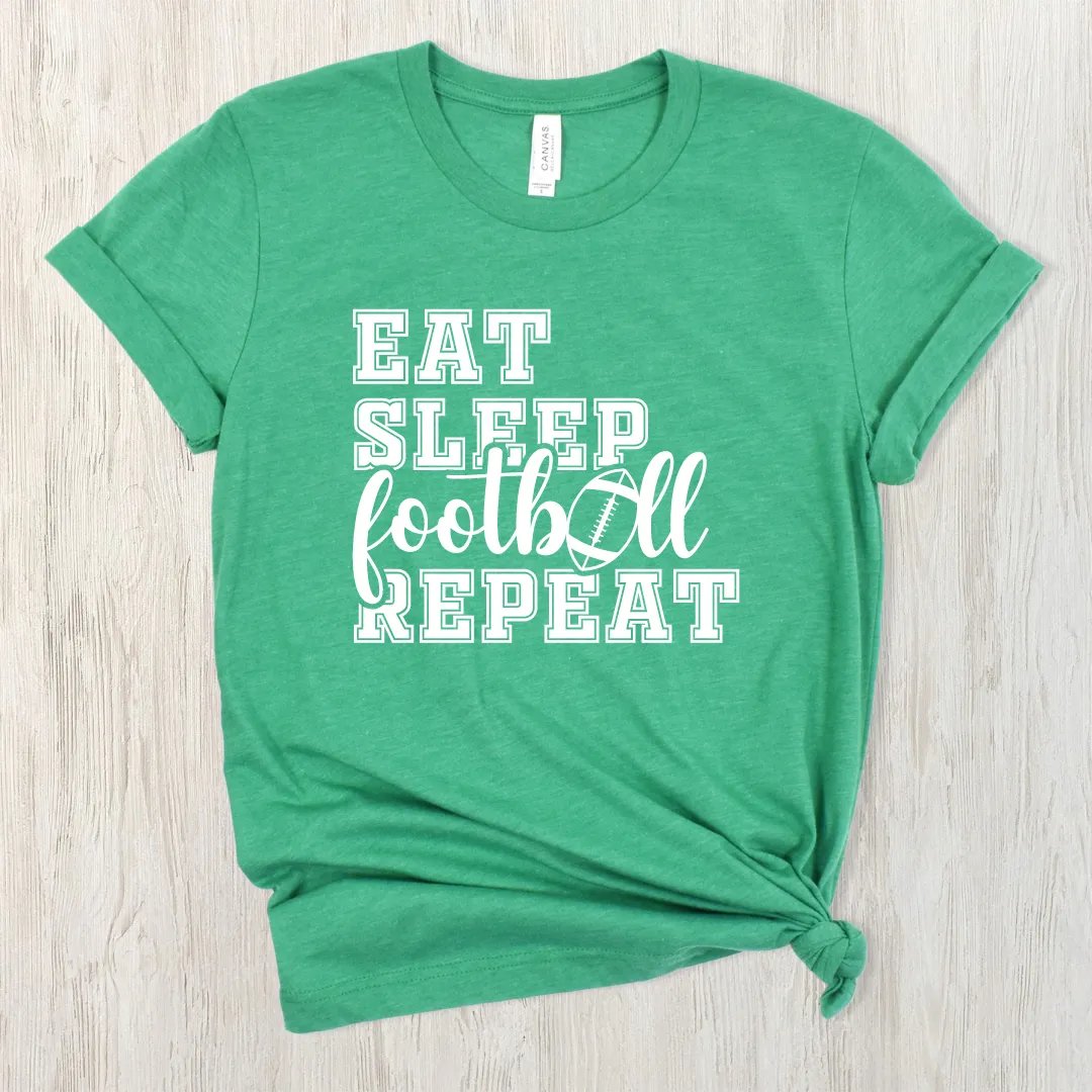 Eat Sleep Football Repeat Short Sleeve Tee