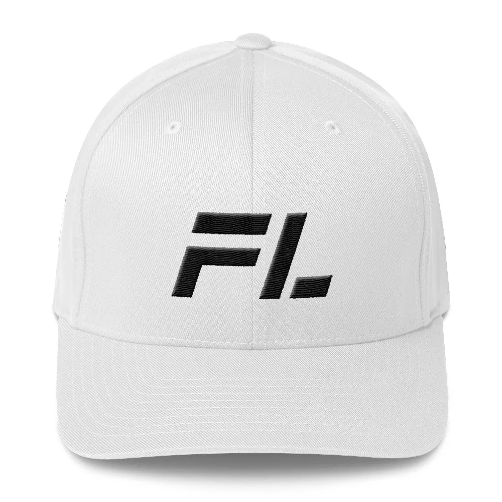 Florida - Structured Twill Cap - Black Embroidery - FL - Many Hat Color Options Available