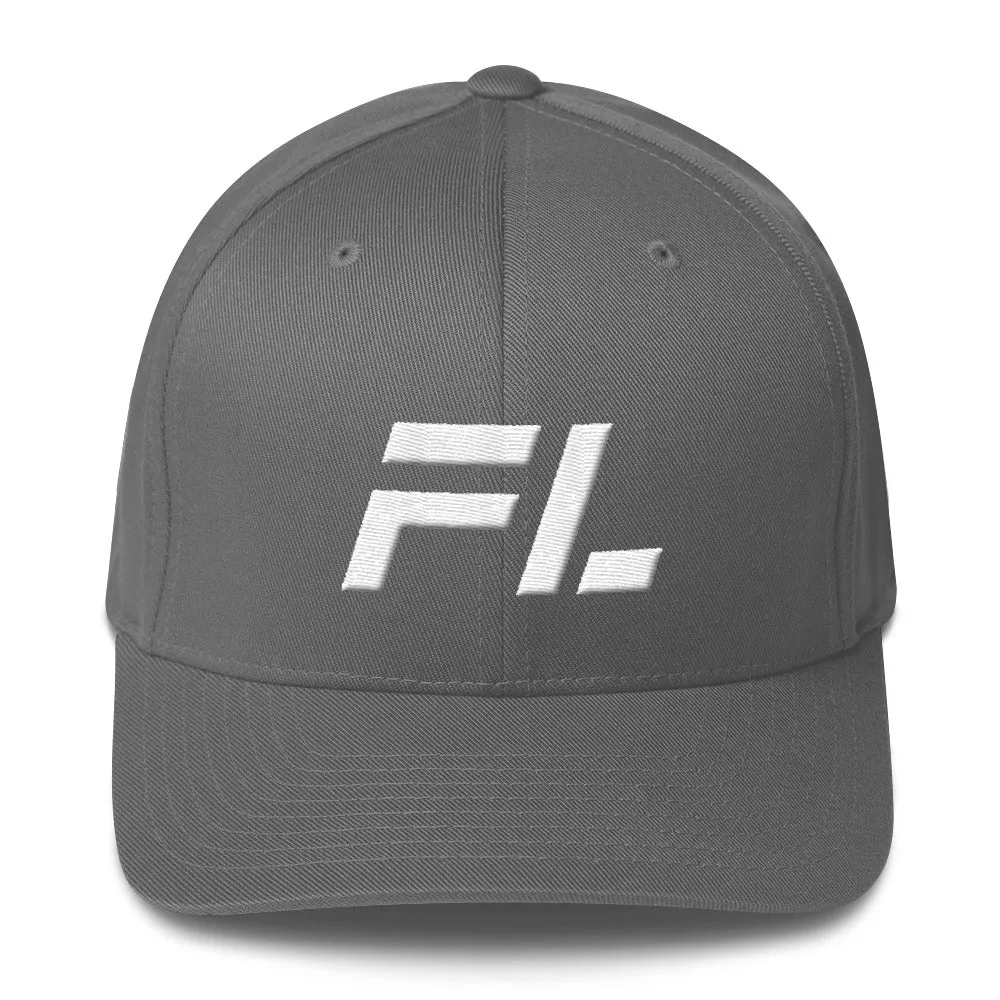 Florida - Structured Twill Cap - White Embroidery - FL - Many Hat Color Options Available