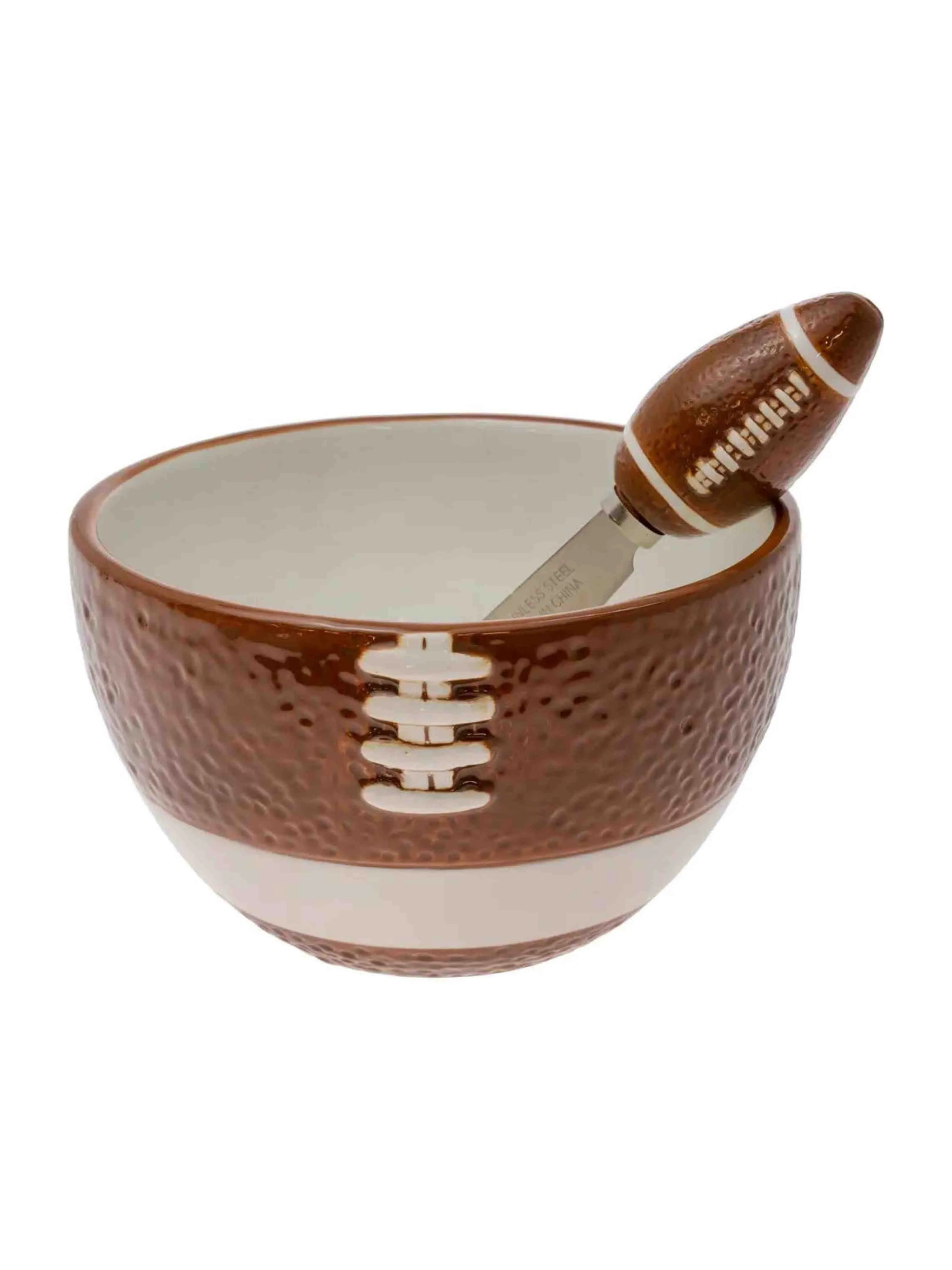 Football Fever Ceramic Bowl & Spreader Set