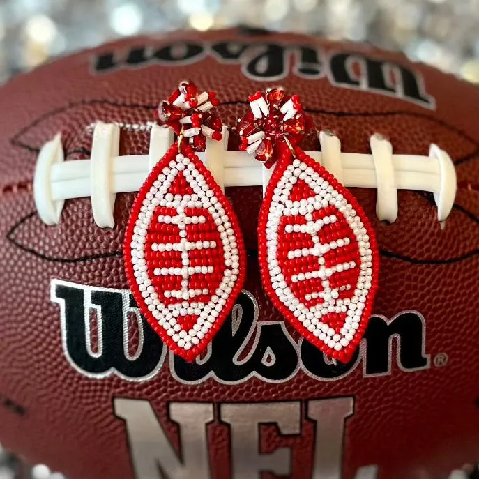 Football Life Beaded Sparkle Stud Football Earrings