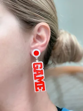 'Game Day' Statement Dangle Earrings - Red & White